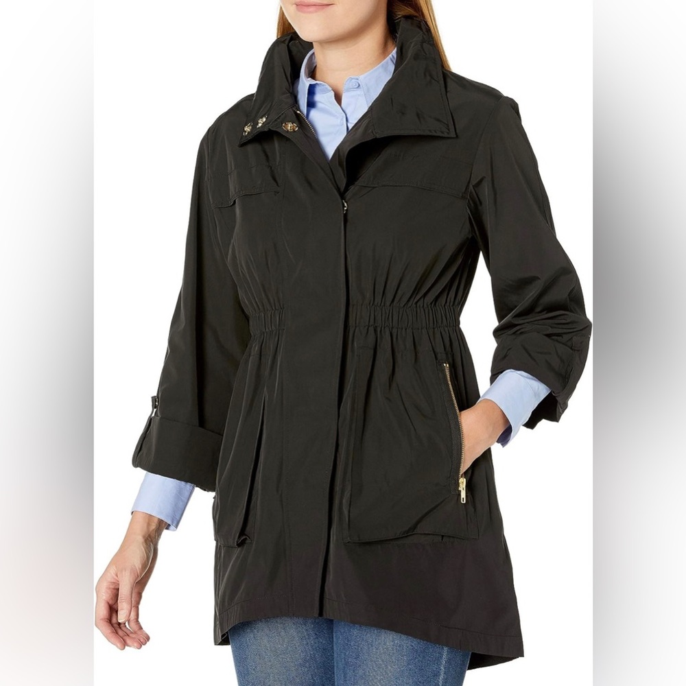 Donna Morgan NWT Women’s Long Sleeve Anorak, Black